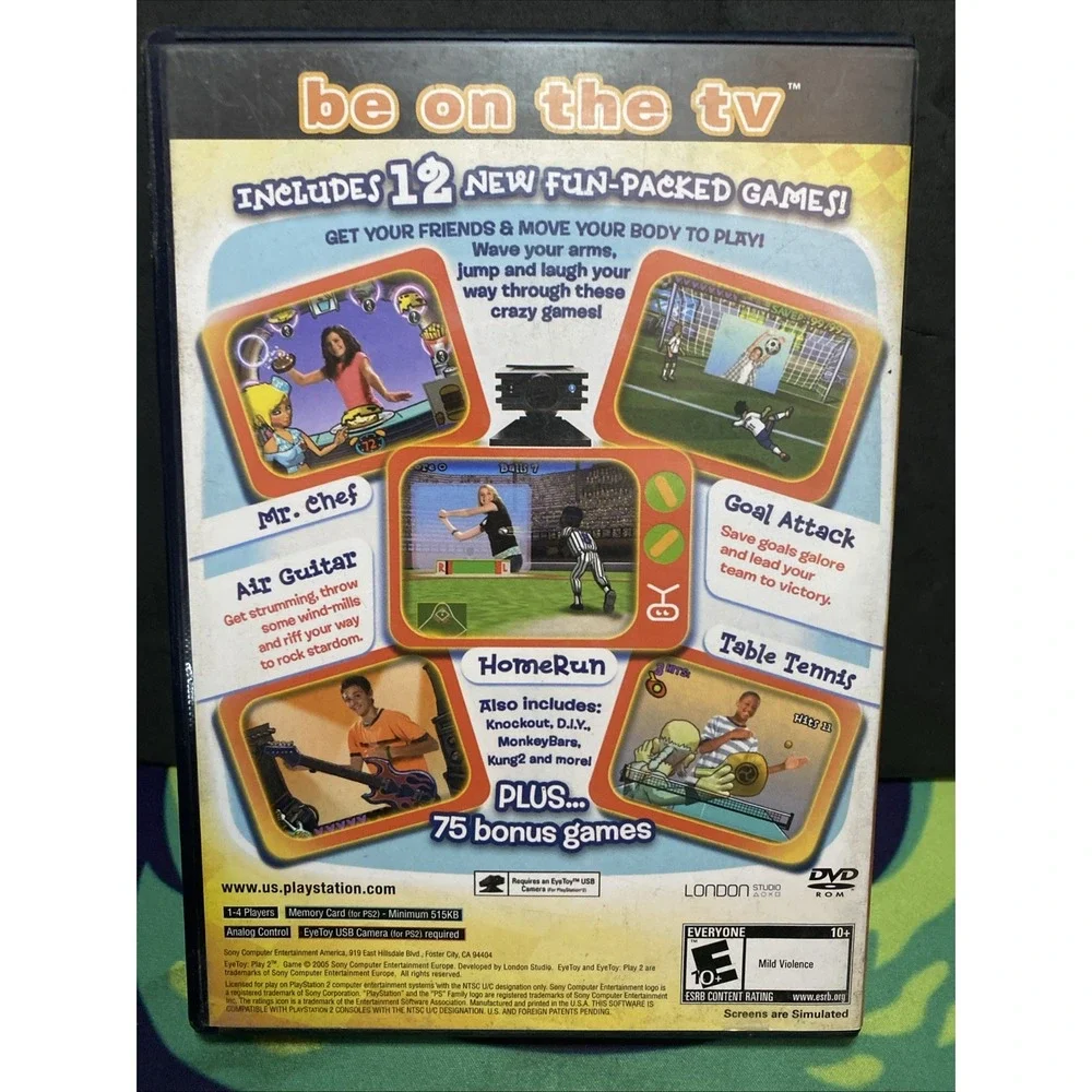 Eye Toy Play 2 Sony Playstation 2 PS2 Game & Case, No Manual